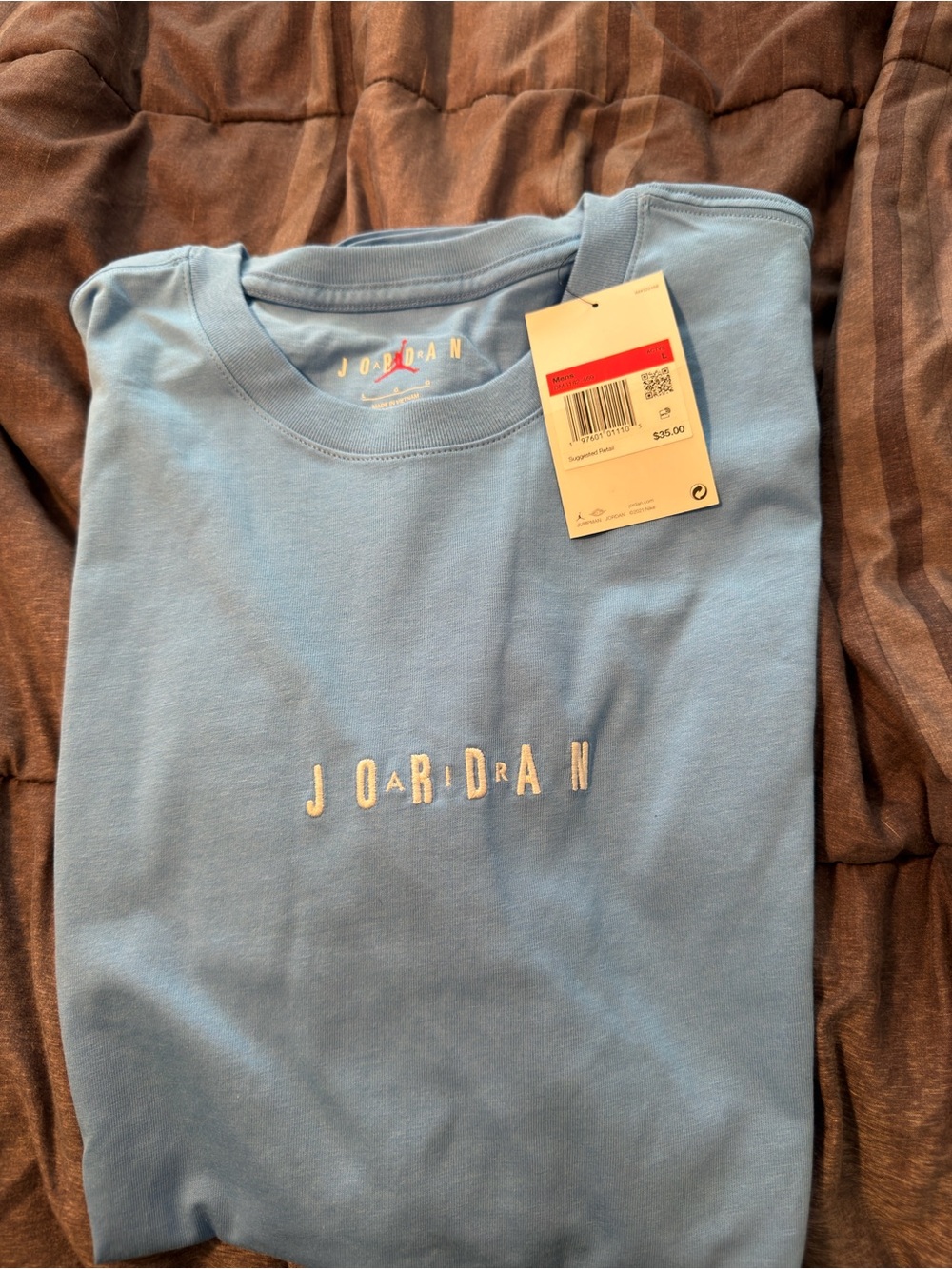 Jordan Light Blue Crewneck Tee with White Embroidered Logo